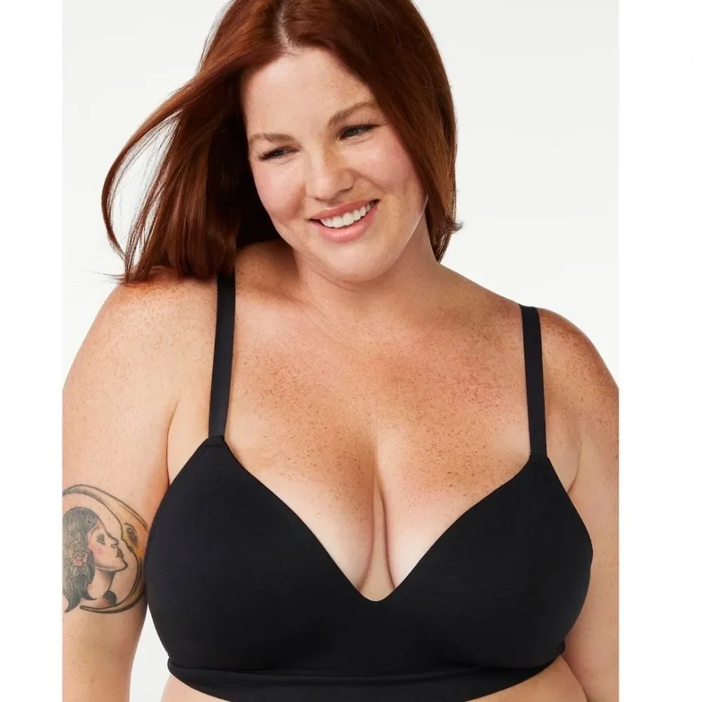 Women's Seamless Light Lift Wireless Bra Black Size XL